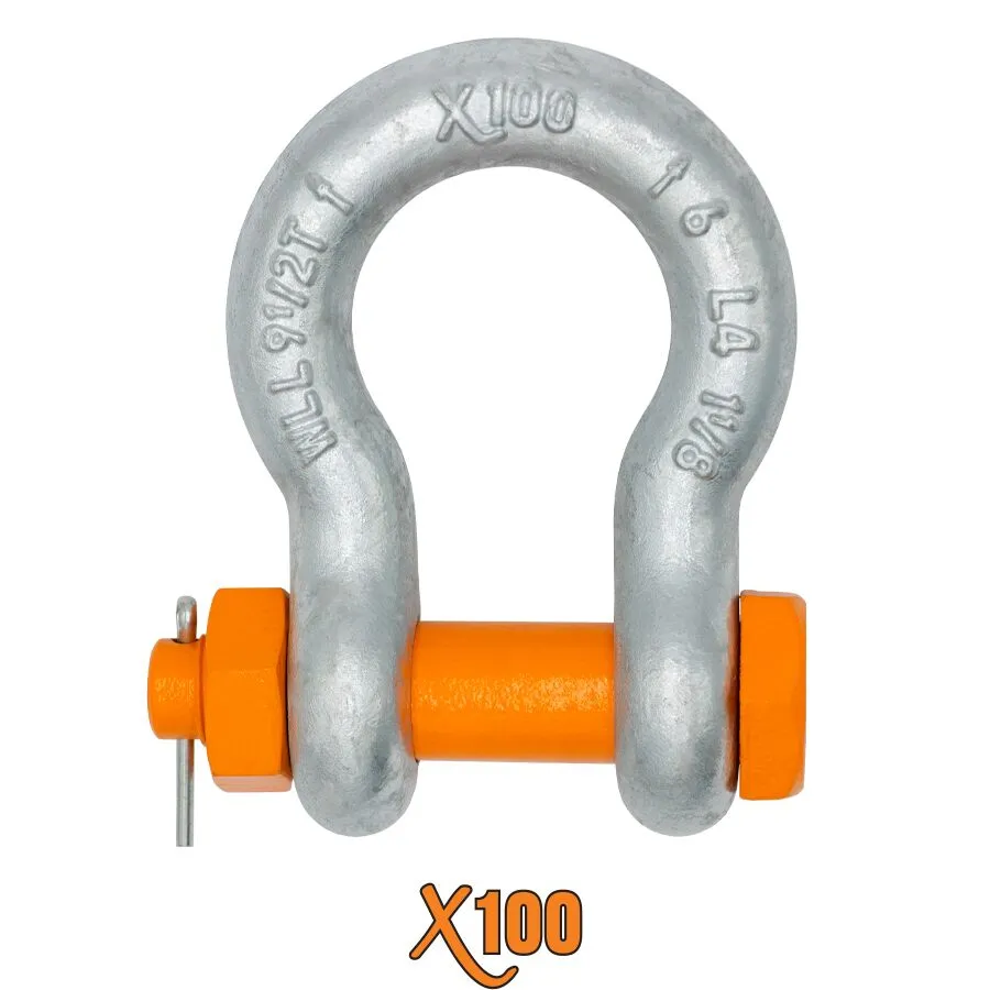 X100® Carbon Steel Bolt Type Anchor Shackles with Alloy Pin X100® Carbon Steel Bolt Type Anchor Shackles with Alloy Pin