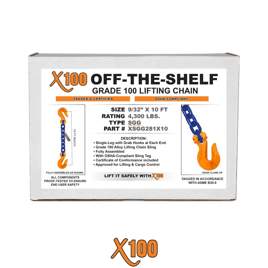X100® Off-The-Shelf Grade 100 Single-Leg Lifting Chain