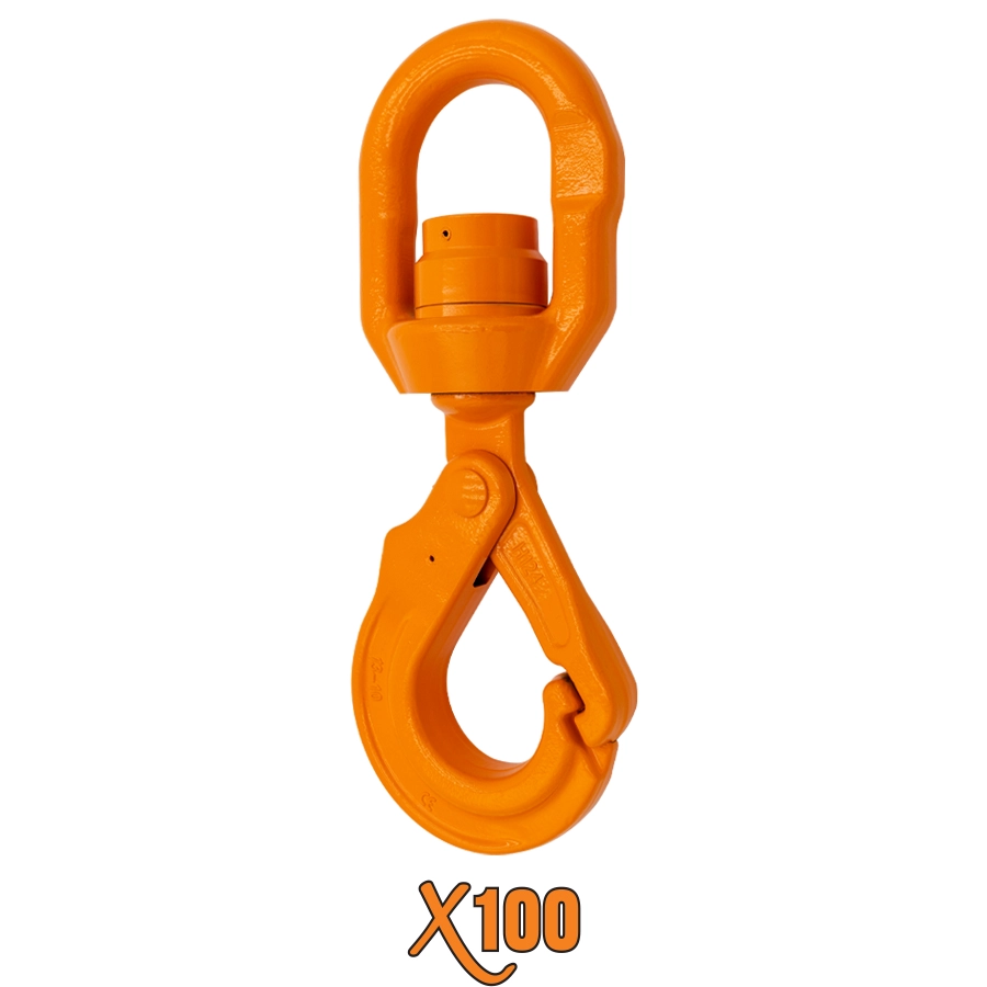X100® Grade 100 Swivel Self Locking Hooks with Bronze Bushing X100® Grade 100 Swivel Self Locking Hooks with Bronze Bushing