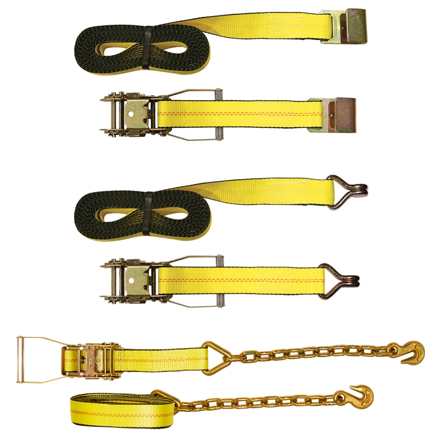 4″ Yellow Polyester Ratchet Tie-Downs
