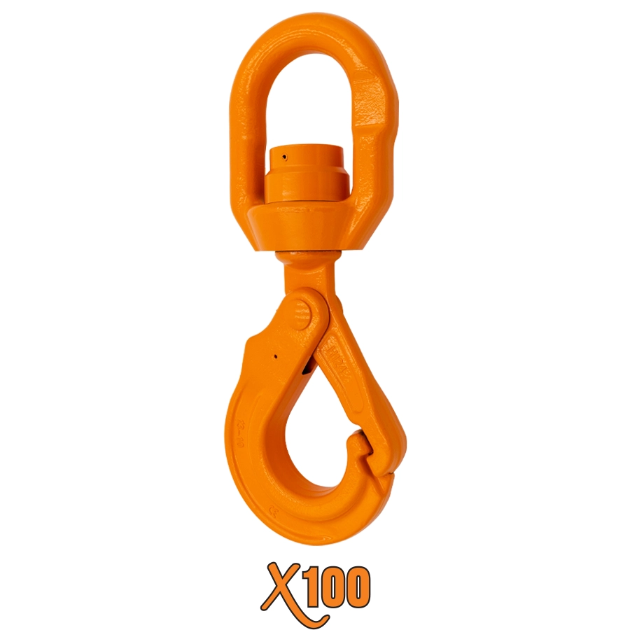 X100® Grade 100 Swivel Self Locking Hooks with Ball Bearing X100® Grade 100 Swivel Self Locking Hooks with Ball Bearing