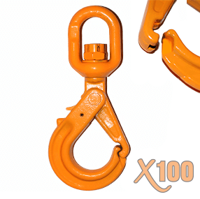 X100® Grade 100 Swivel Self Locking Hook with Bronze Bushing