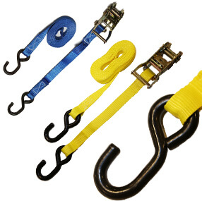 1″ Ratchet Tie-Downs w/ Vinyl S-Hook